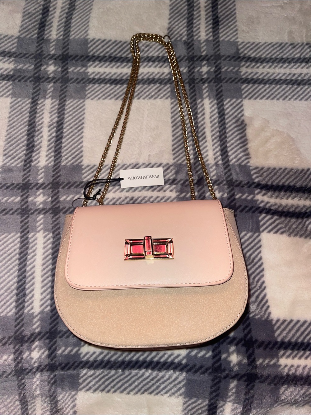 Send offer to me Convertible Faux Leather Blush Pink shoulder bag Crossbody Gold